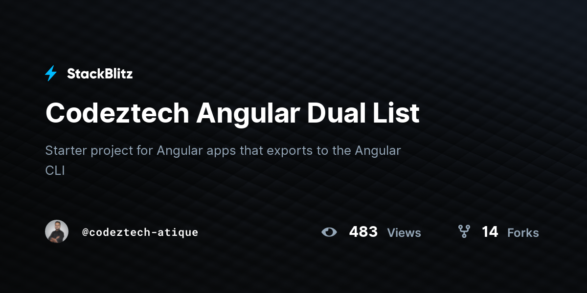 Codeztech Angular Dual List - StackBlitz