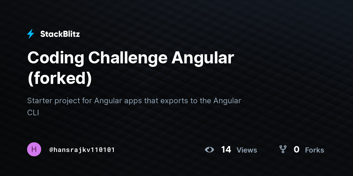 Coding Challenge Angular (forked) - StackBlitz