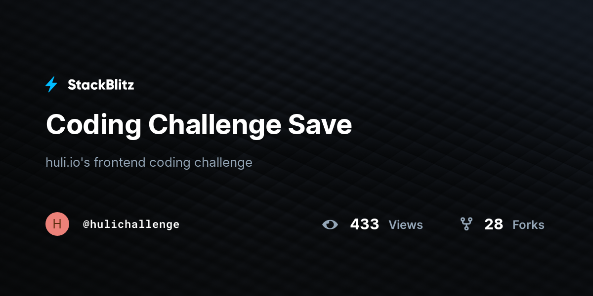 Coding Challenge Save - StackBlitz