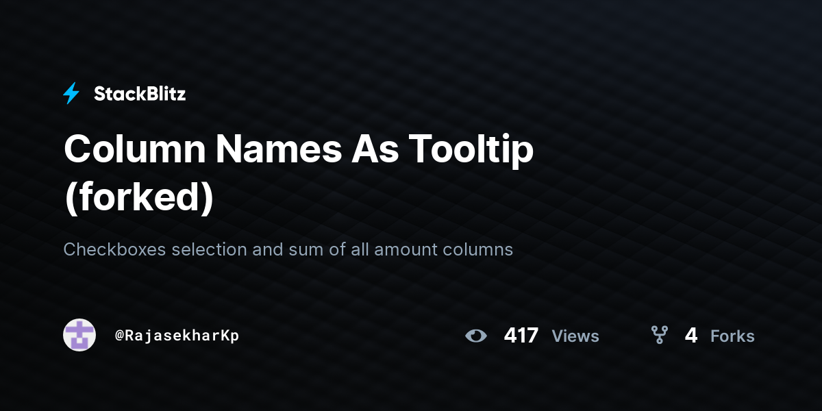 Column Names As Tooltip (forked) - StackBlitz