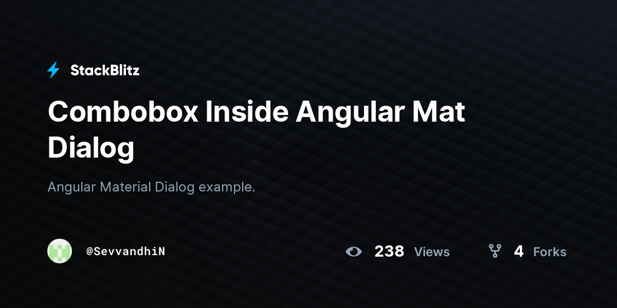 Combobox Inside Angular Mat Dialog - StackBlitz