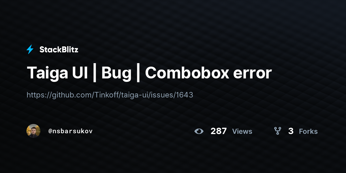 Taiga UI | Bug | Combobox error - StackBlitz
