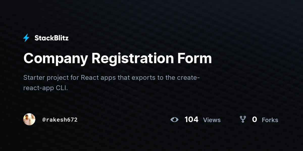 Company Registration Form - StackBlitz