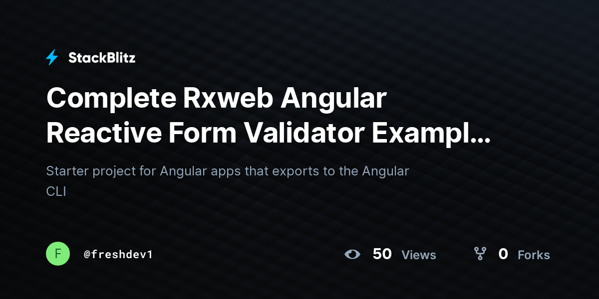 Complete Rxweb Angular Reactive Form Validator Example (forked ...