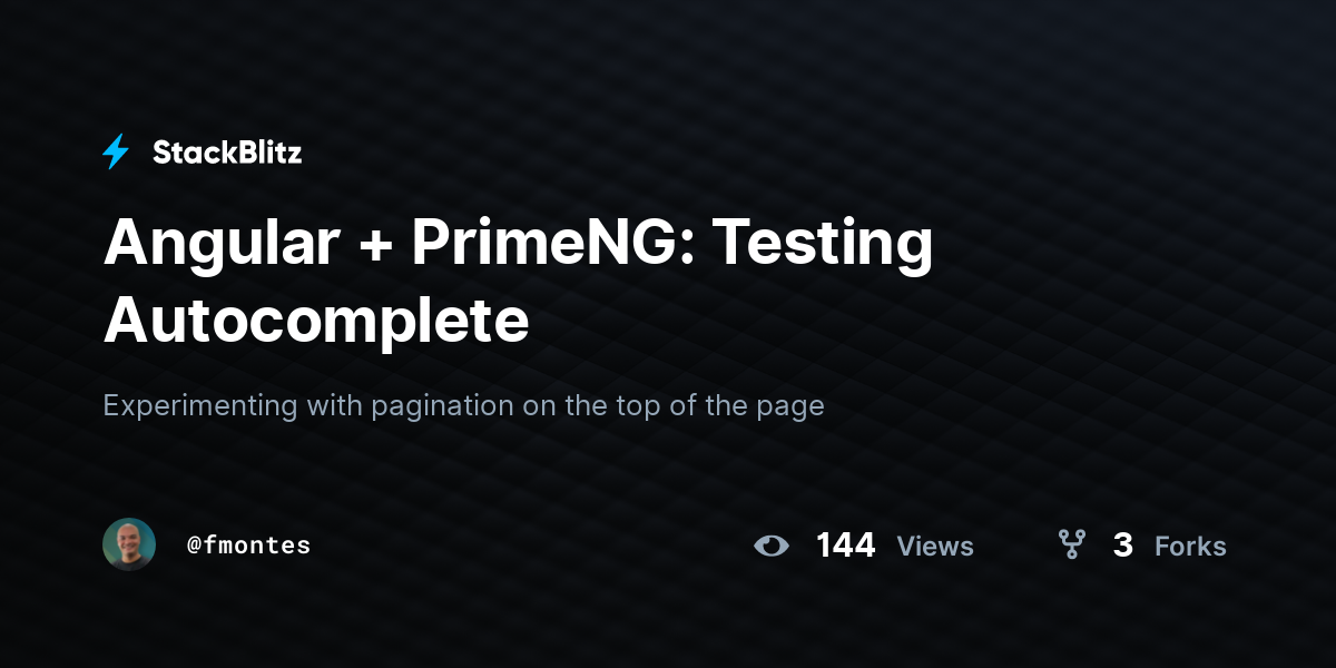 Angular + PrimeNG: Testing Autocomplete - StackBlitz