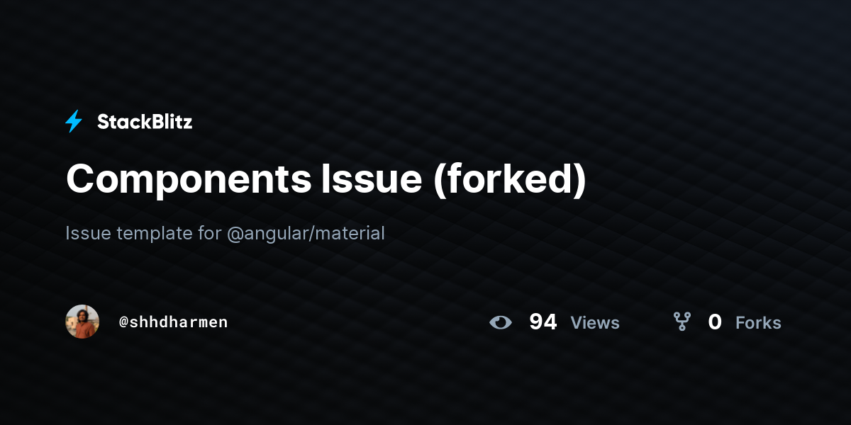 Components Issue (forked) - StackBlitz