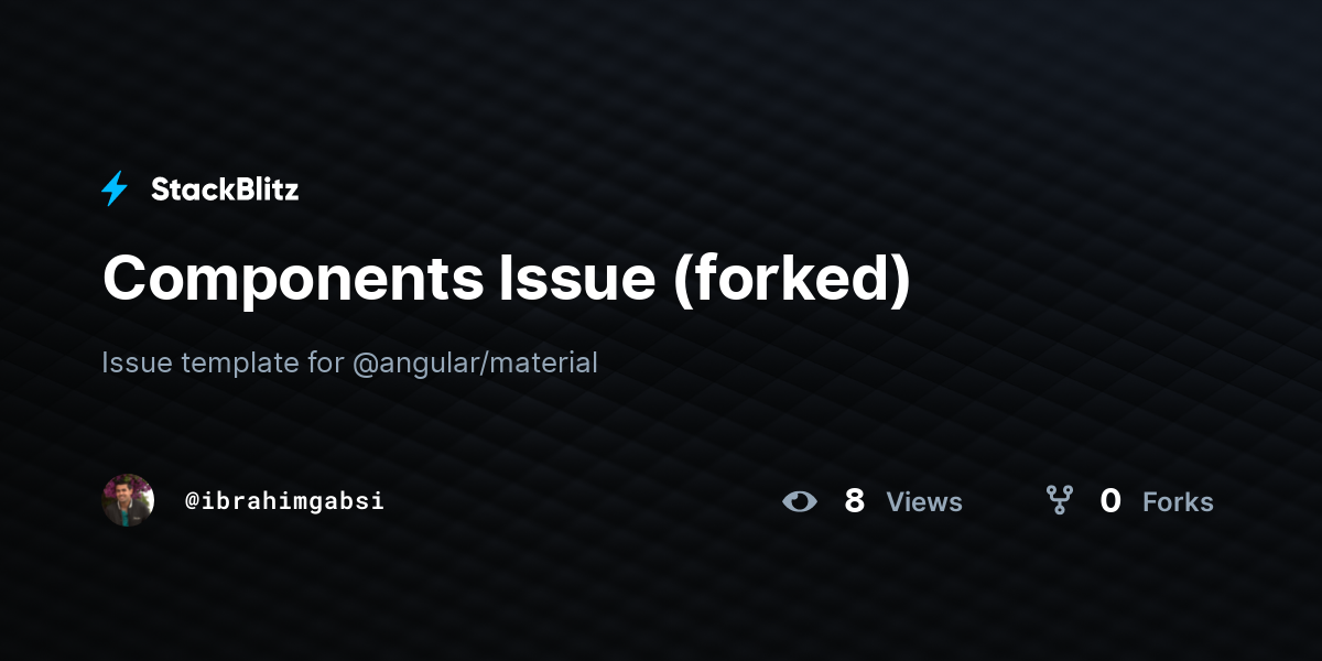 Components Issue (forked) - StackBlitz