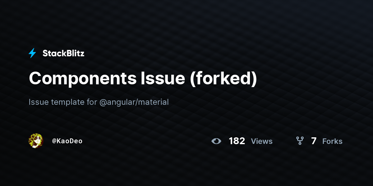Components Issue (forked) - StackBlitz