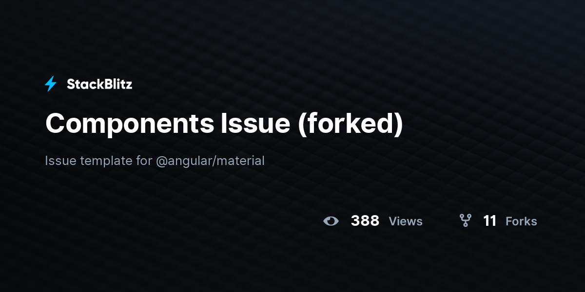 Components Issue (forked) - StackBlitz