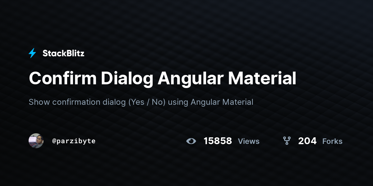 Confirm Dialog Angular Material StackBlitz