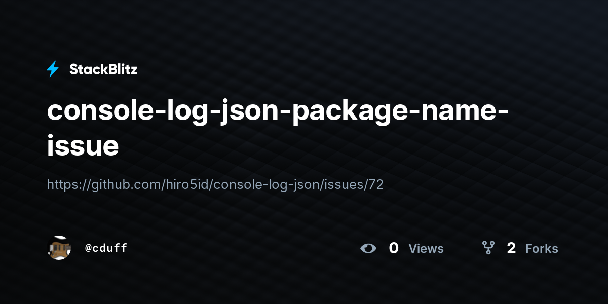 console-log-json-package-name-issue - StackBlitz