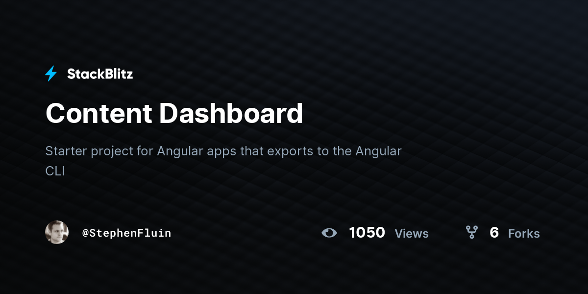 Content Dashboard - StackBlitz