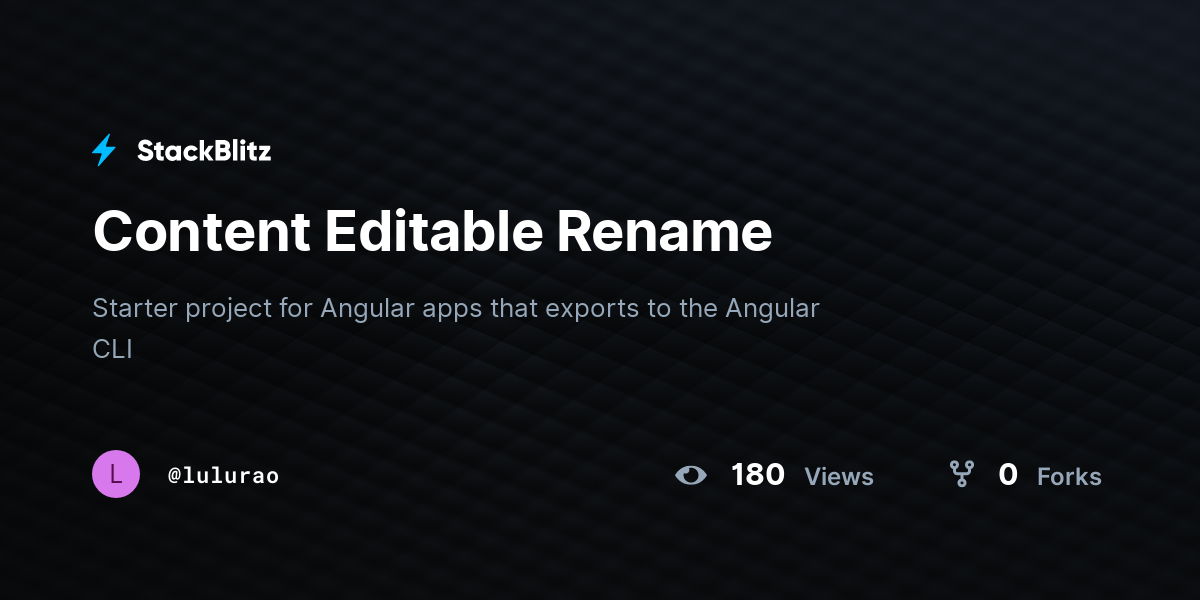 Content Editable Rename - StackBlitz