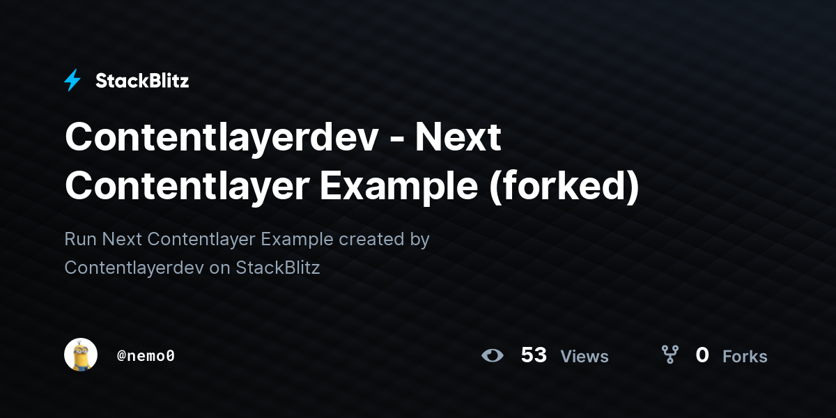 Contentlayerdev - Next Contentlayer Example (forked) - StackBlitz