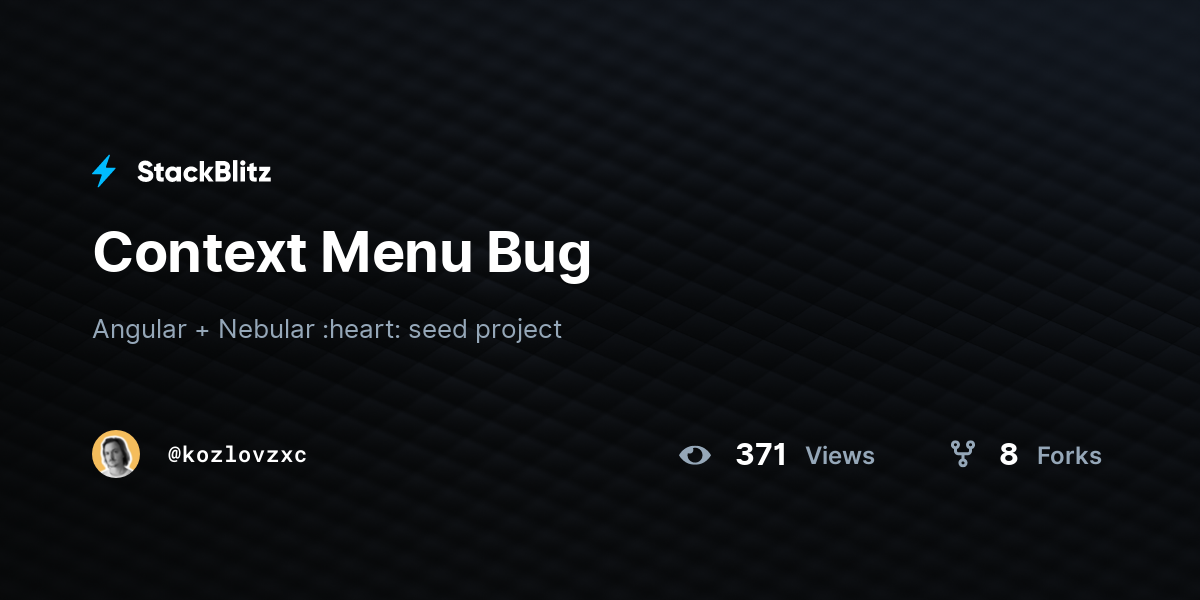 Context Menu Bug - StackBlitz