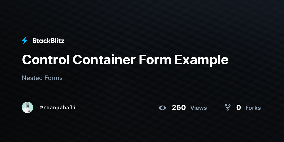 Control Container Form Example - StackBlitz