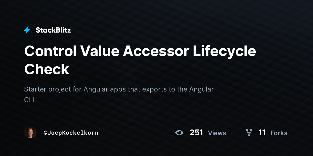 Control Value Accessor Lifecycle Check - StackBlitz