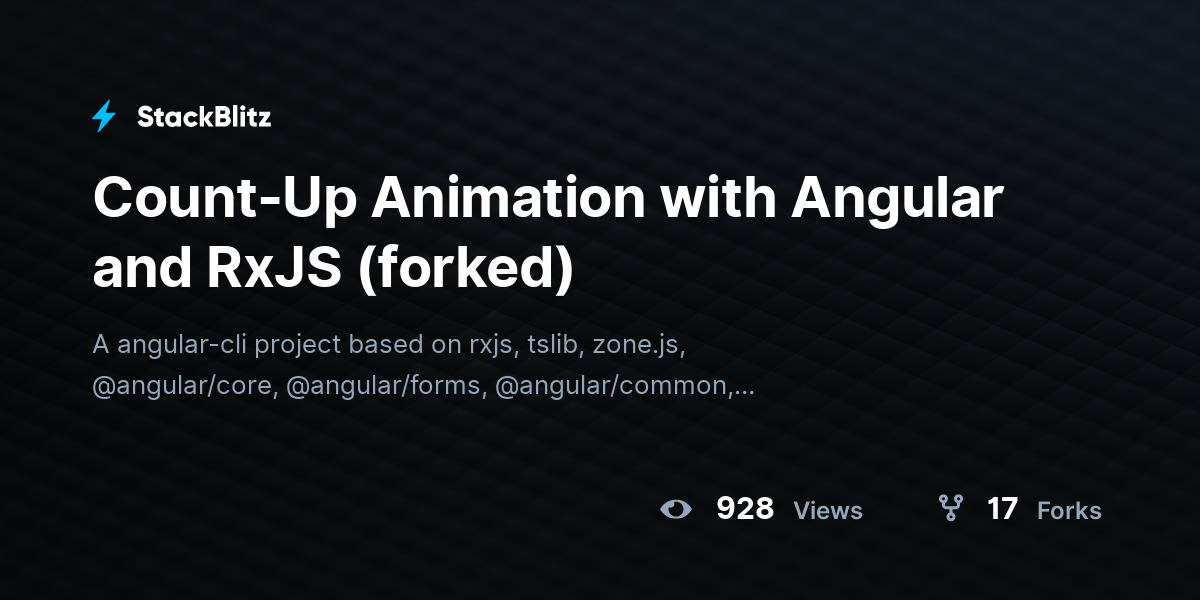 Count-Up Animation with Angular and RxJS (forked) - StackBlitz