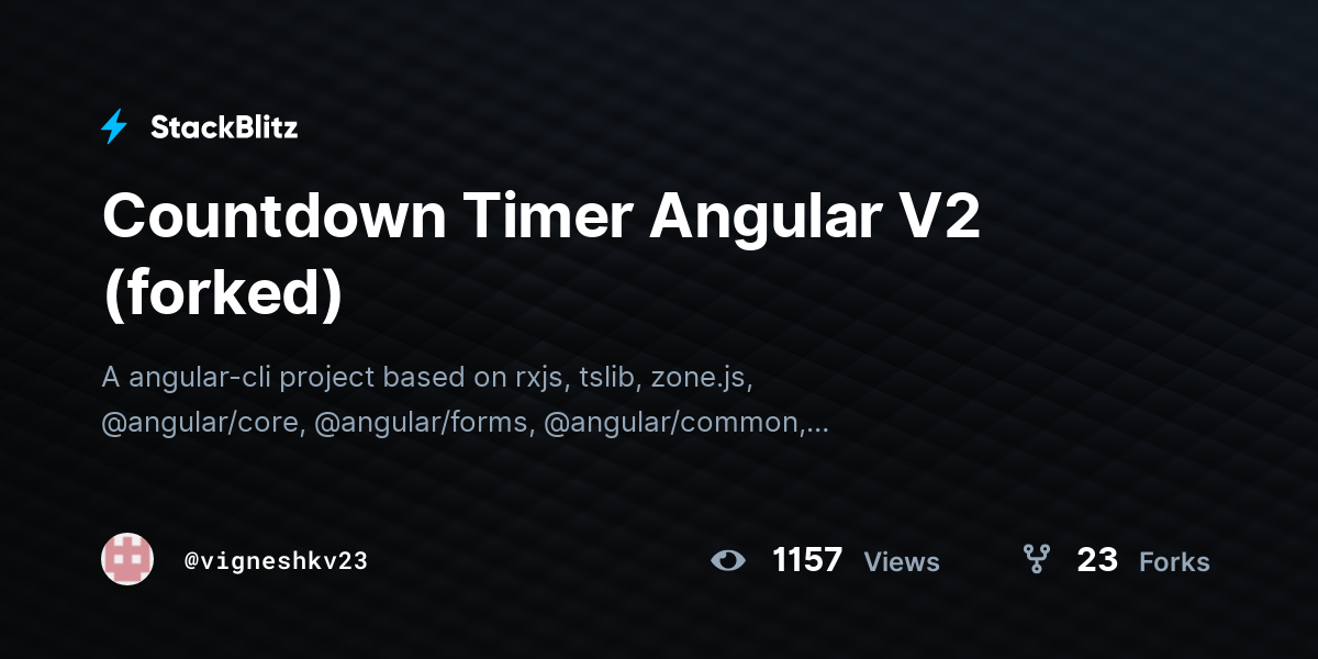 Countdown Timer Angular V2 (forked) - StackBlitz