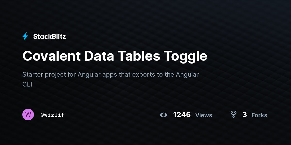 Covalent Data Tables Toggle - StackBlitz