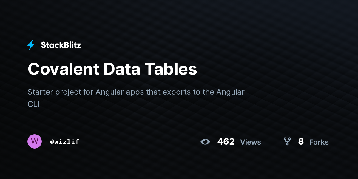 Covalent Data Tables - StackBlitz