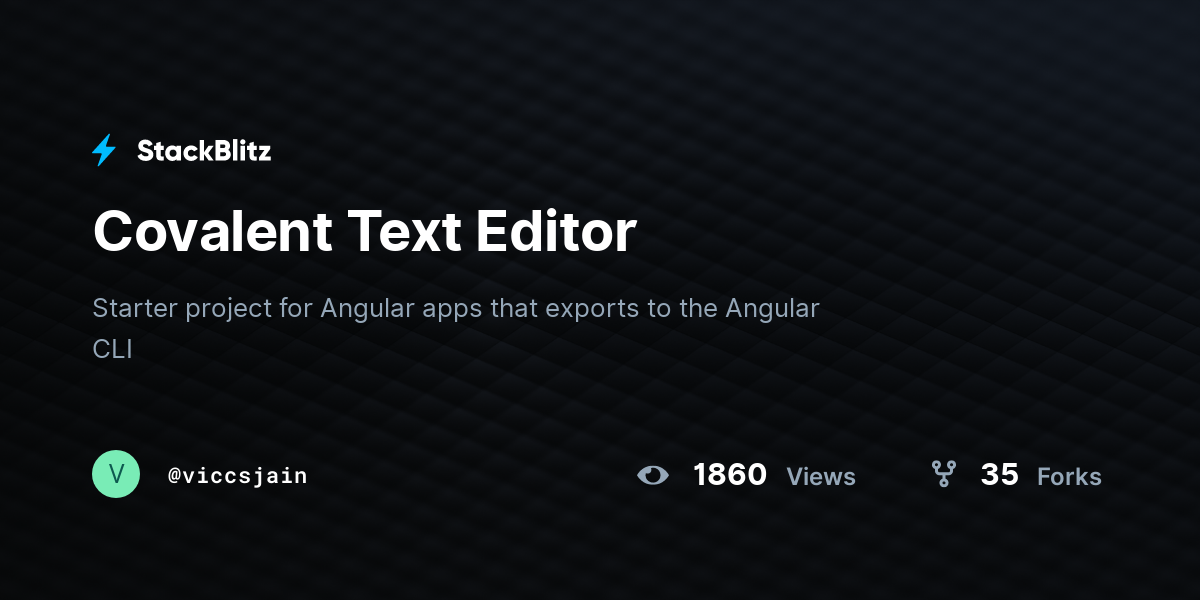 Covalent Text Editor - StackBlitz