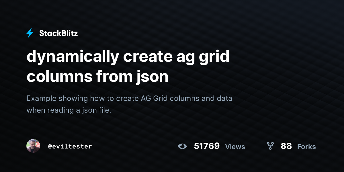 dynamically create ag grid columns from json - StackBlitz
