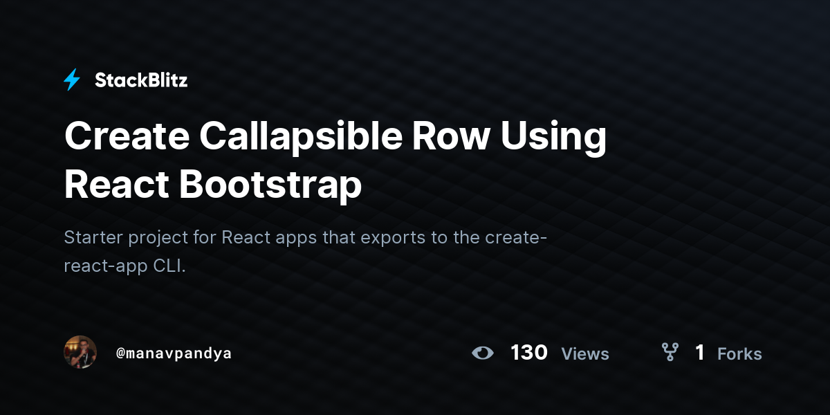 Create Callapsible Row Using React Bootstrap - StackBlitz