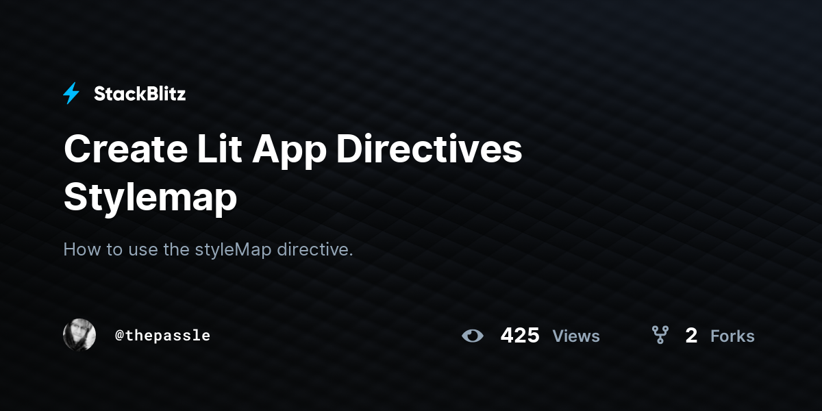 Create Lit App Directives Stylemap - StackBlitz