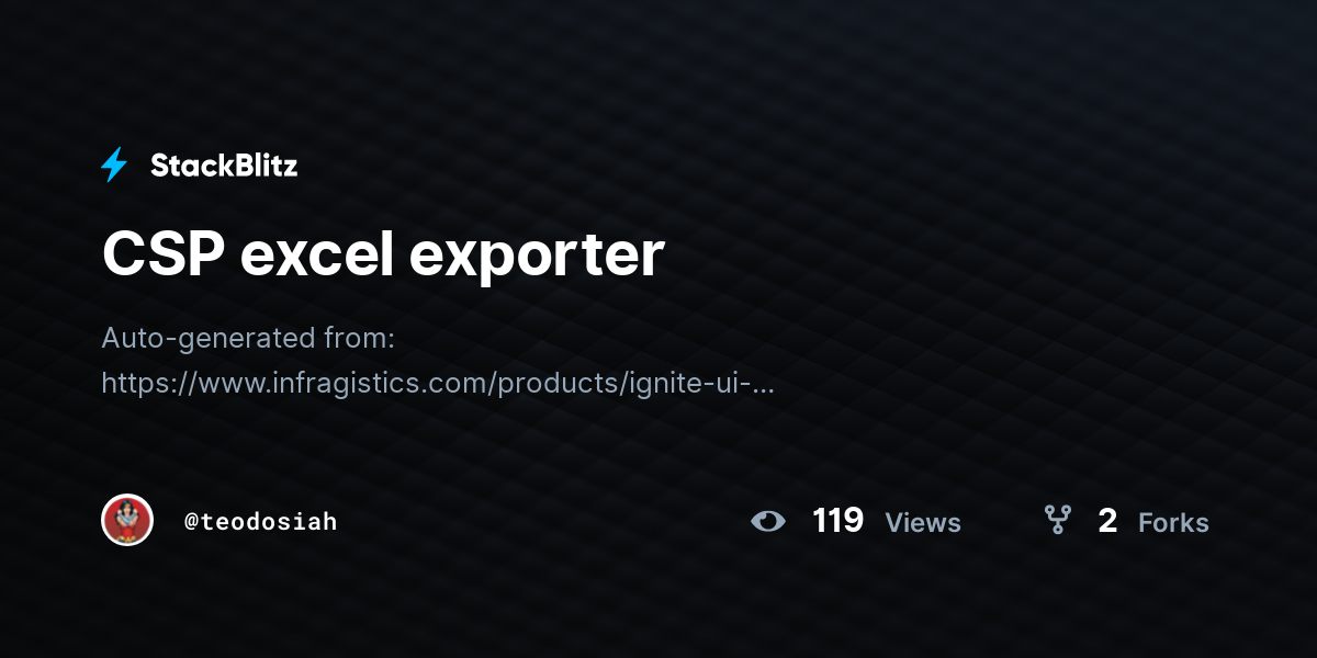 CSP excel exporter - StackBlitz