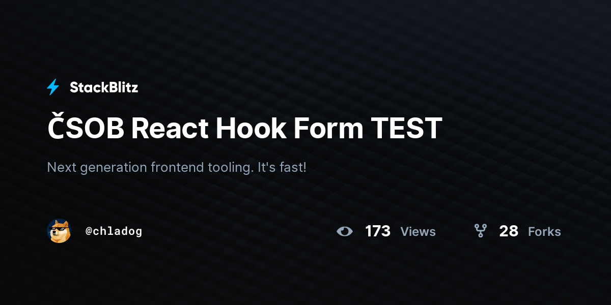 ČSOB React Hook Form TEST - StackBlitz