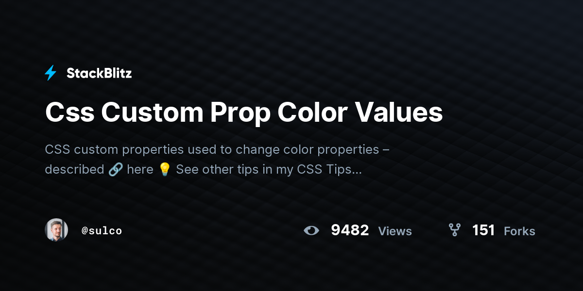 Css Custom Prop Color Values - StackBlitz