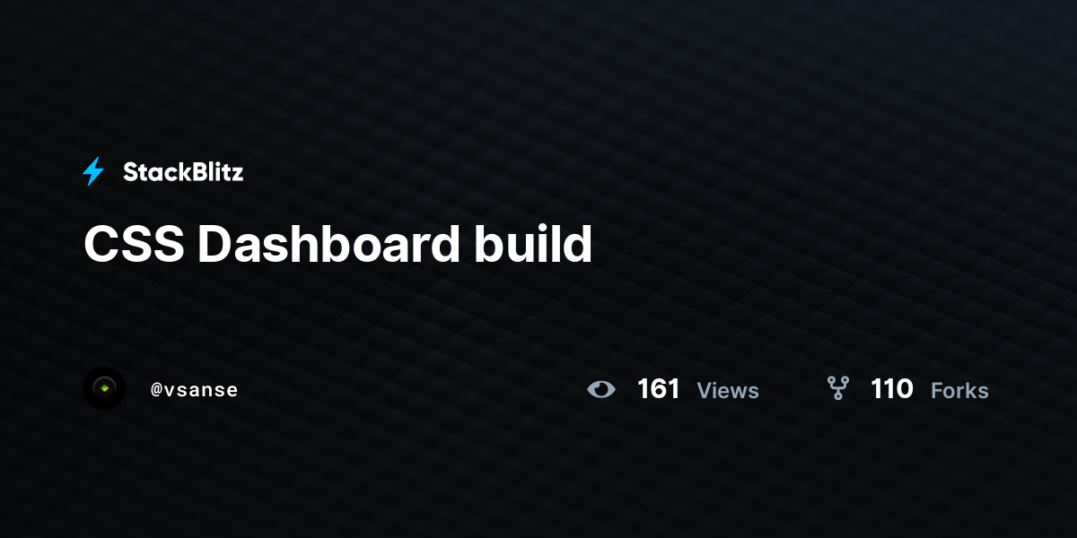CSS Dashboard build - StackBlitz
