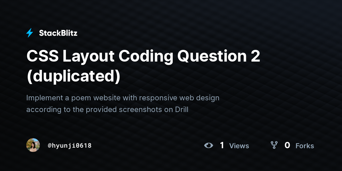 CSS Layout Coding Question 2 (duplicated) - StackBlitz
