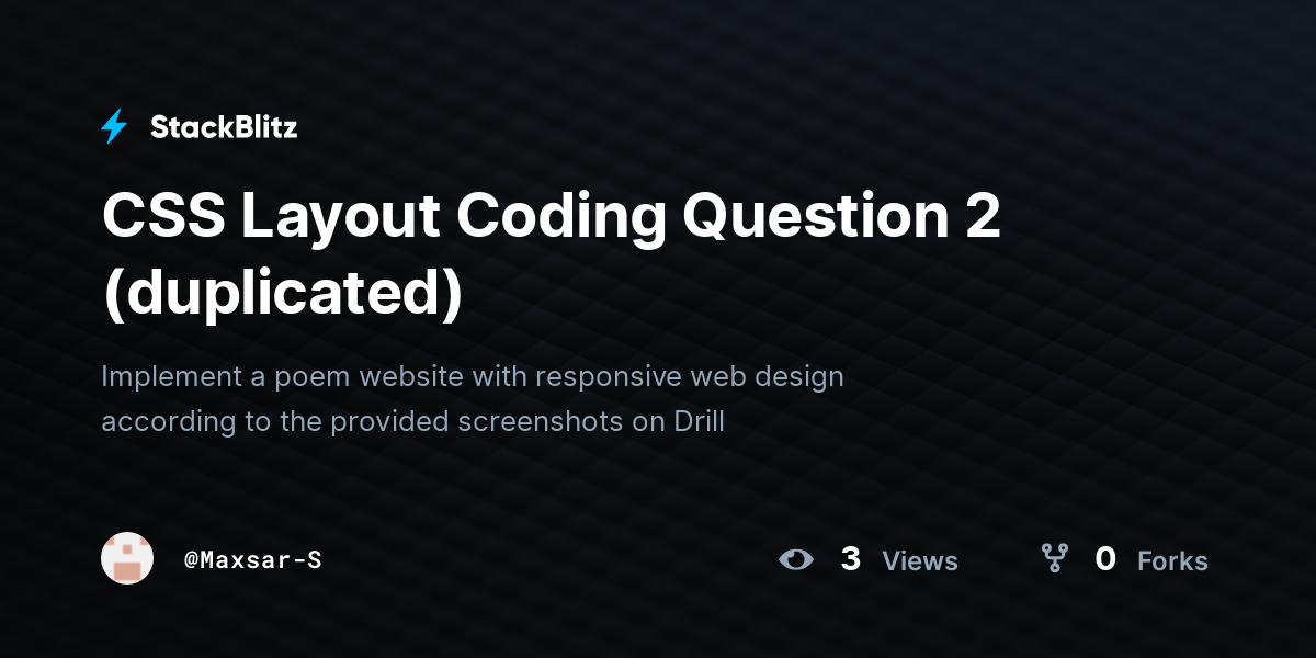 CSS Layout Coding Question 2 (duplicated) - StackBlitz
