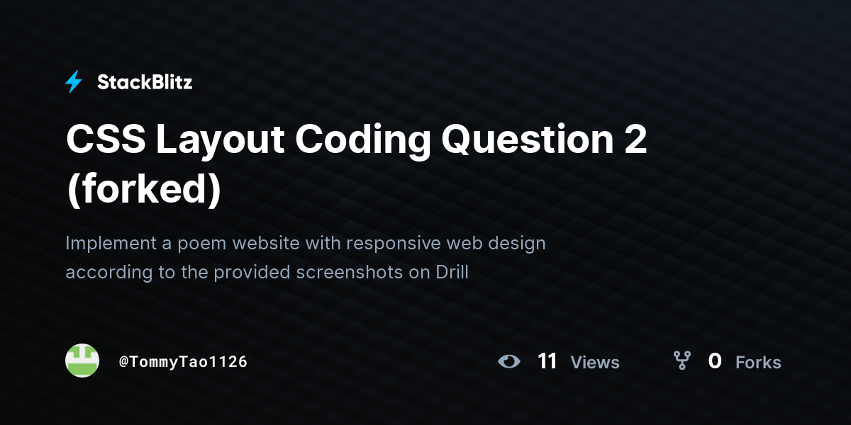 CSS Layout Coding Question 2 (forked) - StackBlitz