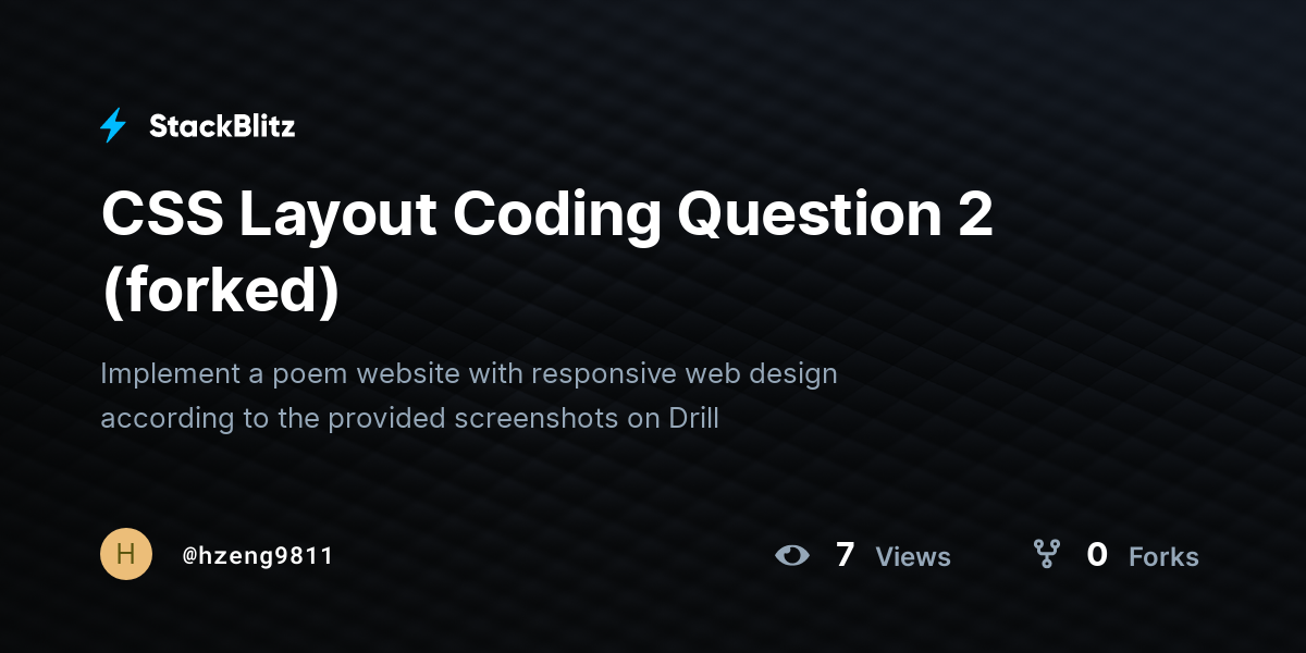 CSS Layout Coding Question 2 (forked) - StackBlitz
