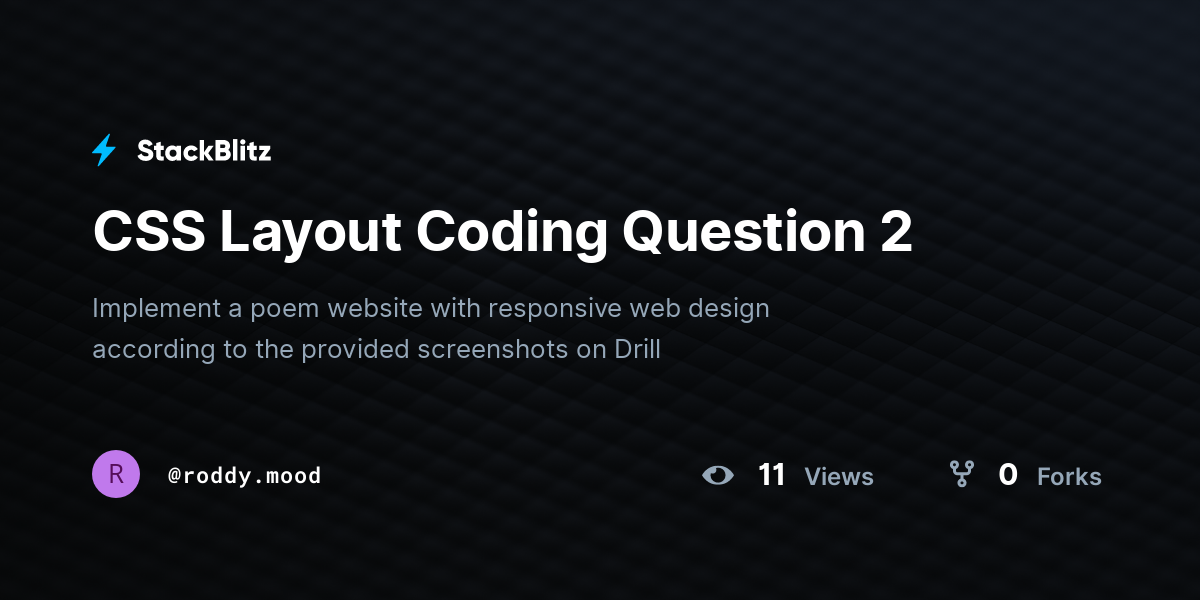 CSS Layout Coding Question 2 - StackBlitz