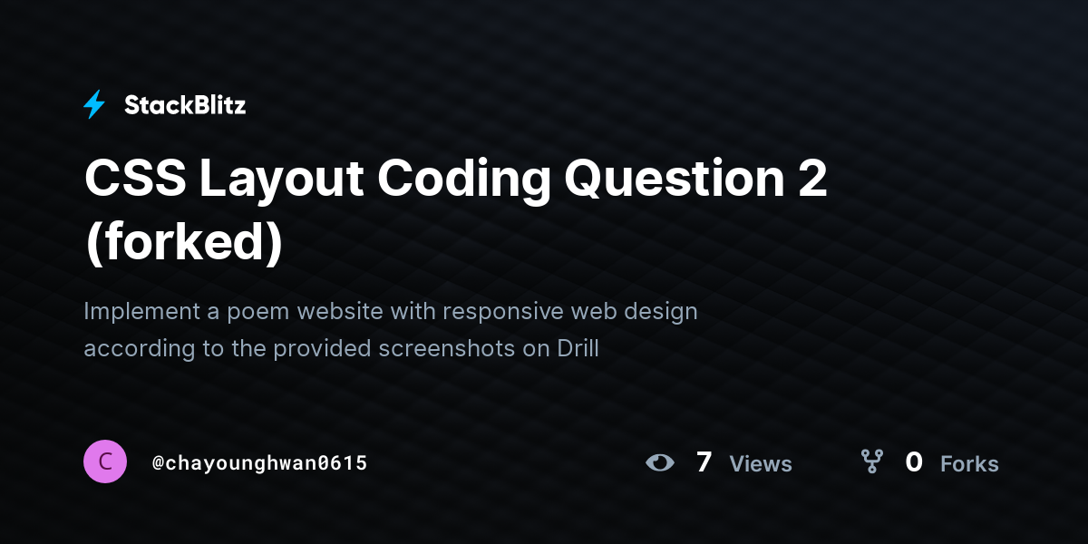 CSS Layout Coding Question 2 (forked) - StackBlitz