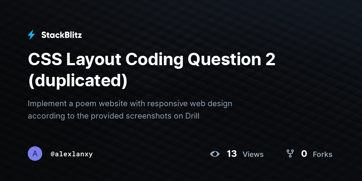 CSS Layout Coding Question 2 (duplicated) - StackBlitz