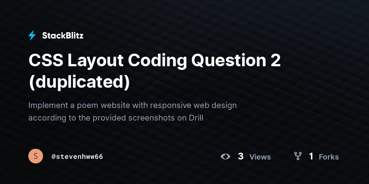CSS Layout Coding Question 2 (duplicated) - StackBlitz