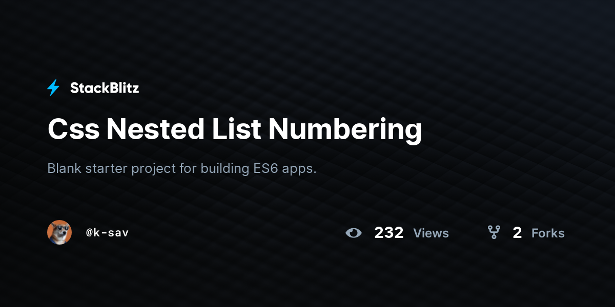 Css Nested List Numbering - StackBlitz