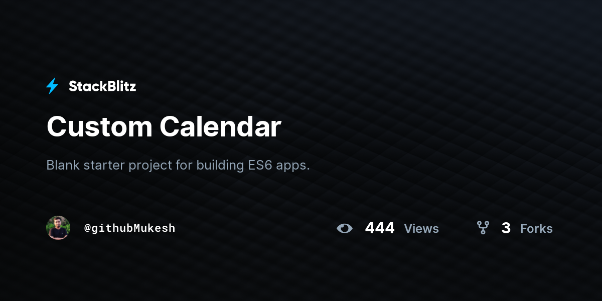 Custom Calendar - StackBlitz