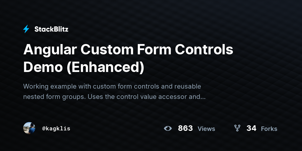 Angular Custom Form Controls Demo (Enhanced) - StackBlitz