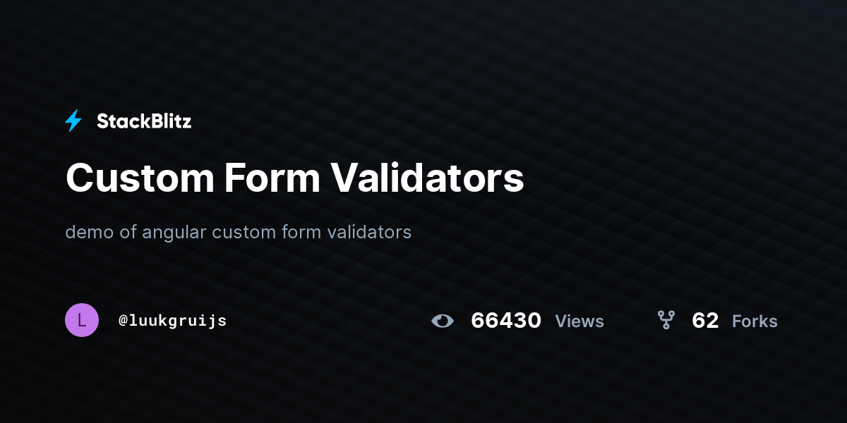 Custom Form Validators - StackBlitz