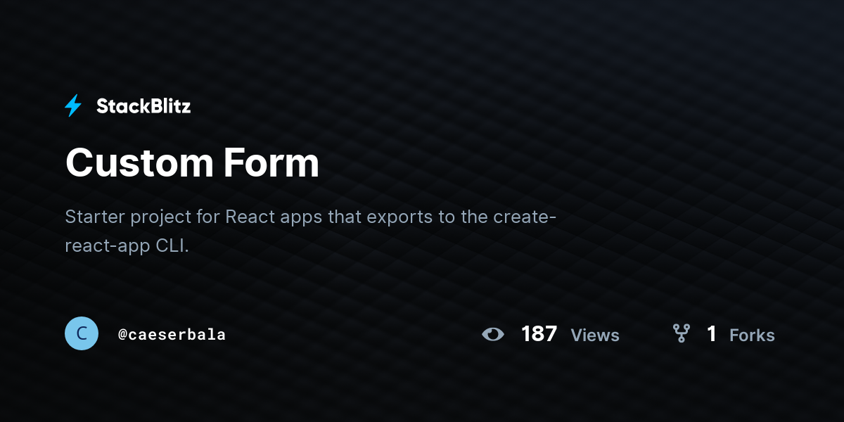 Custom Form - StackBlitz