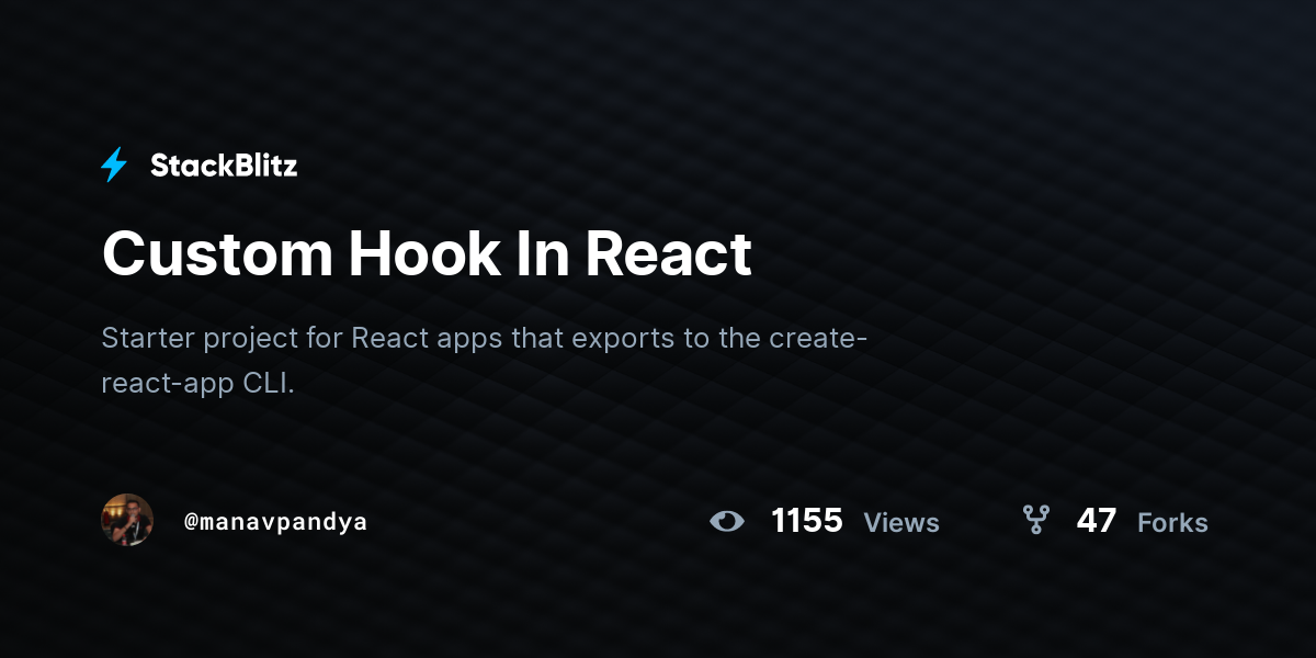 Custom Hook In React - StackBlitz
