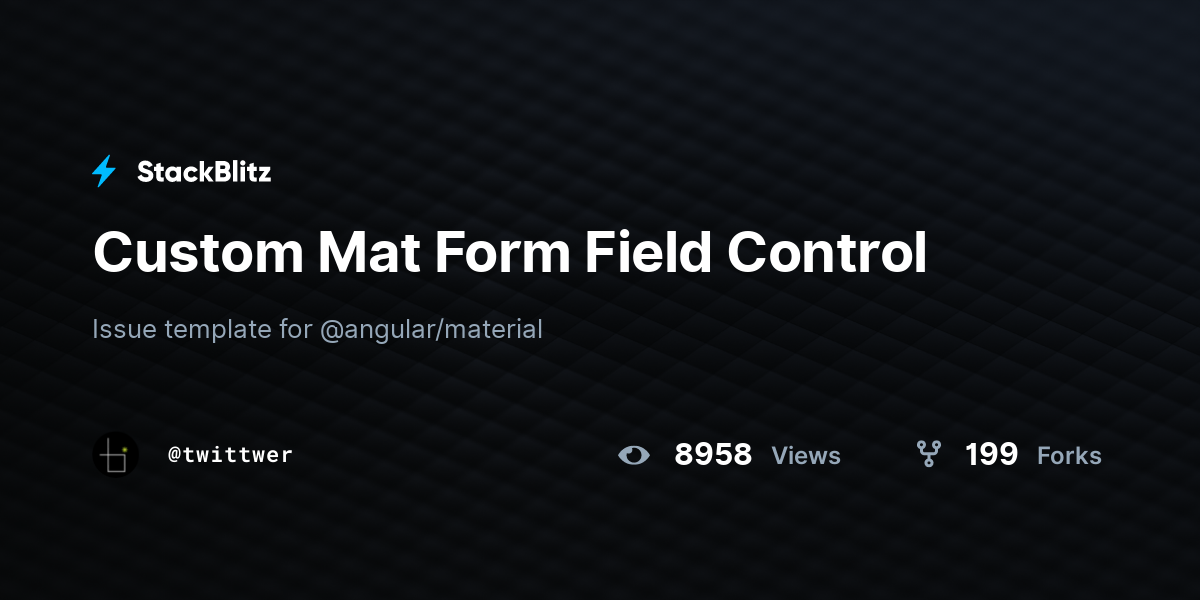Custom Mat Form Field Control StackBlitz