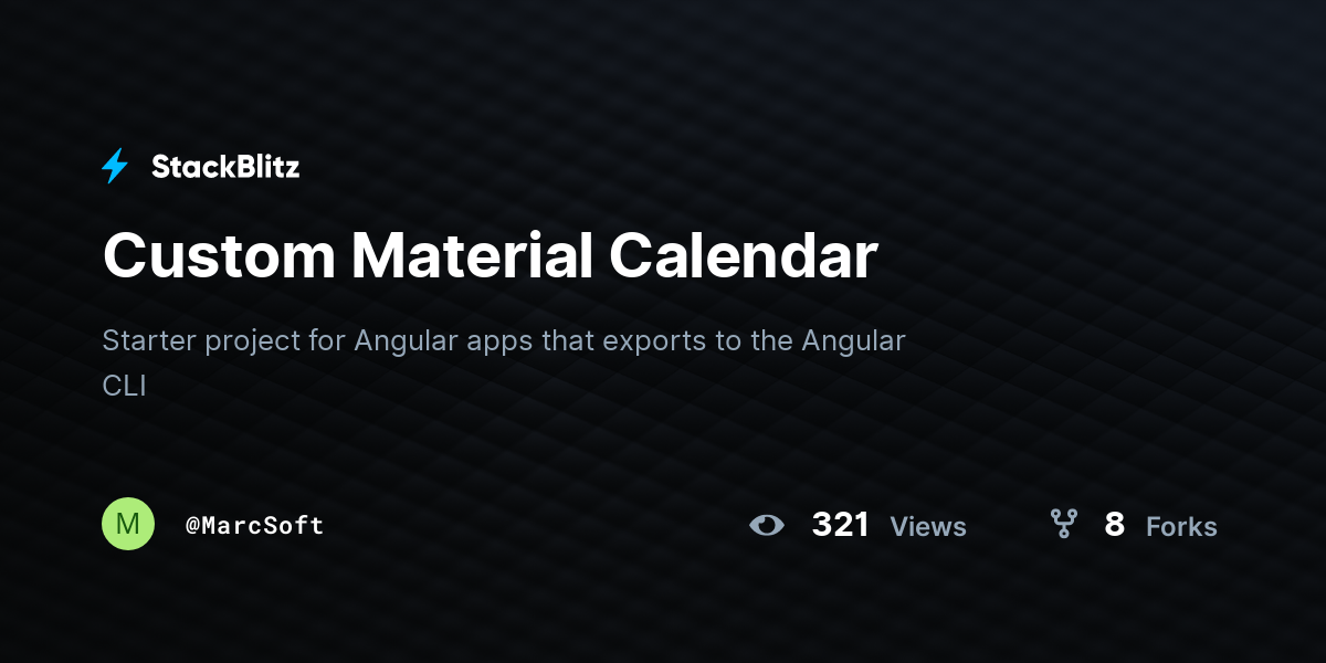Custom Material Calendar - StackBlitz