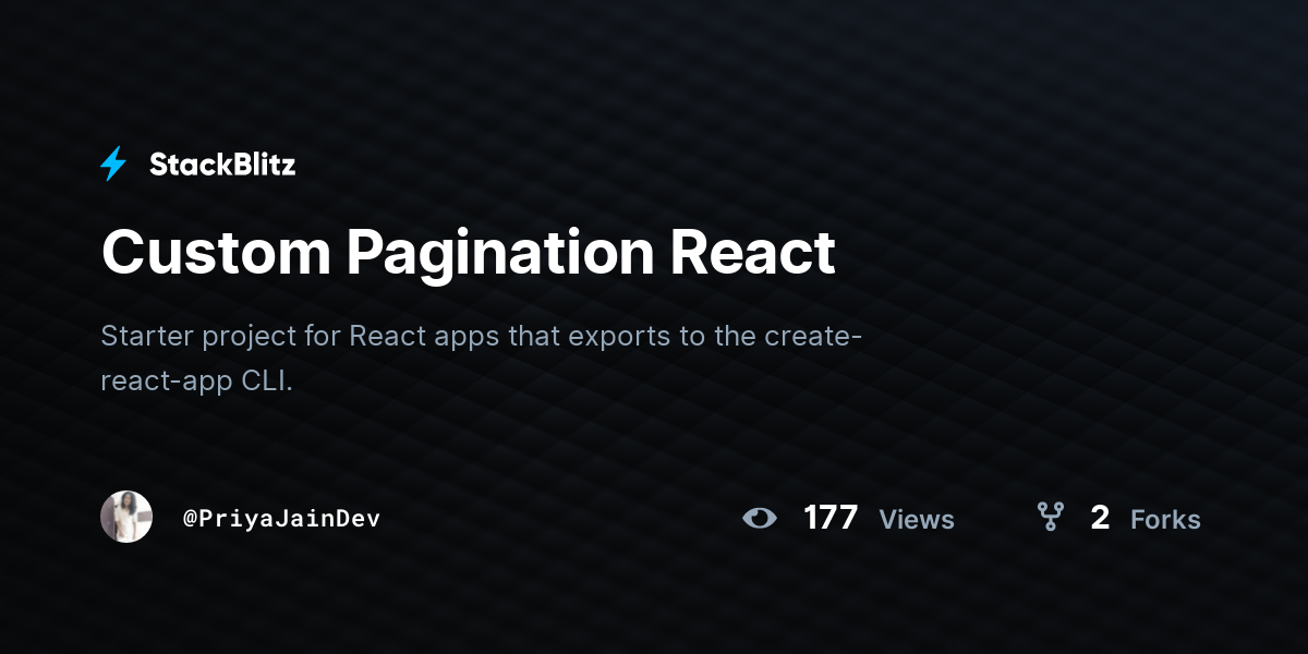 Custom Pagination React - StackBlitz